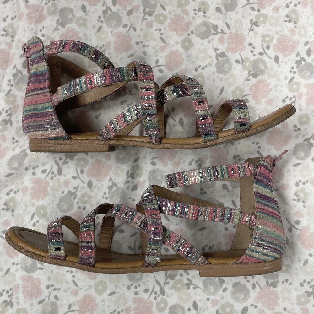 SO brand Sandals - Slip On w/ Heel Zipper - GIrl's Size 5 - Multi-Color Sparkly